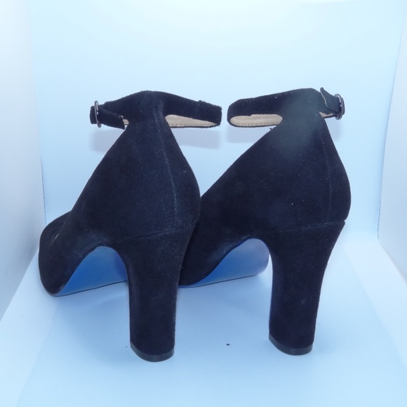 Enzo Angiolini Black Custom (Blue Bottom) Heels Granton 7.5 with Ankle Strap - Picture 4 of 7